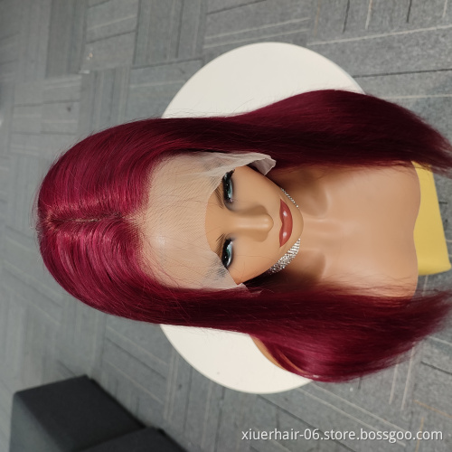 Brazilian Glueless Straight 28 30 Inch 40 Inch 1B/Red Color Human Hair Lace Front Red Wig For Black Women